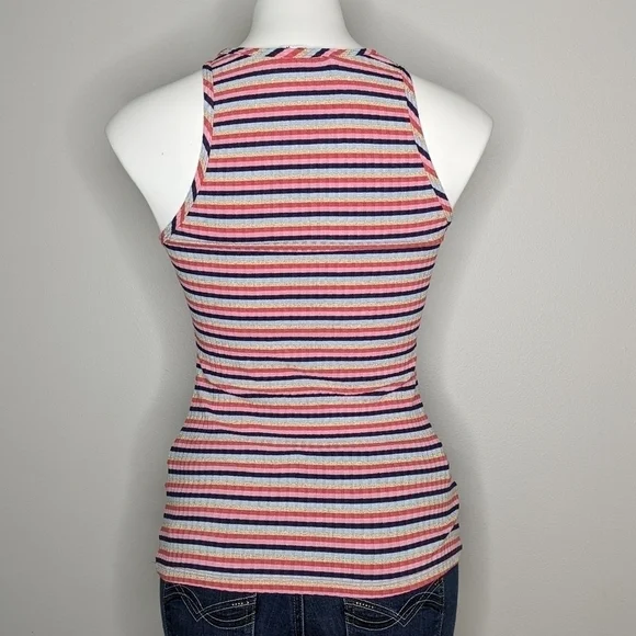 ✨3/$15 Trina Turk pink blue gold striped tank top XS - Picture 3 of 6